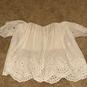 White Lace Off the Shoulder Top